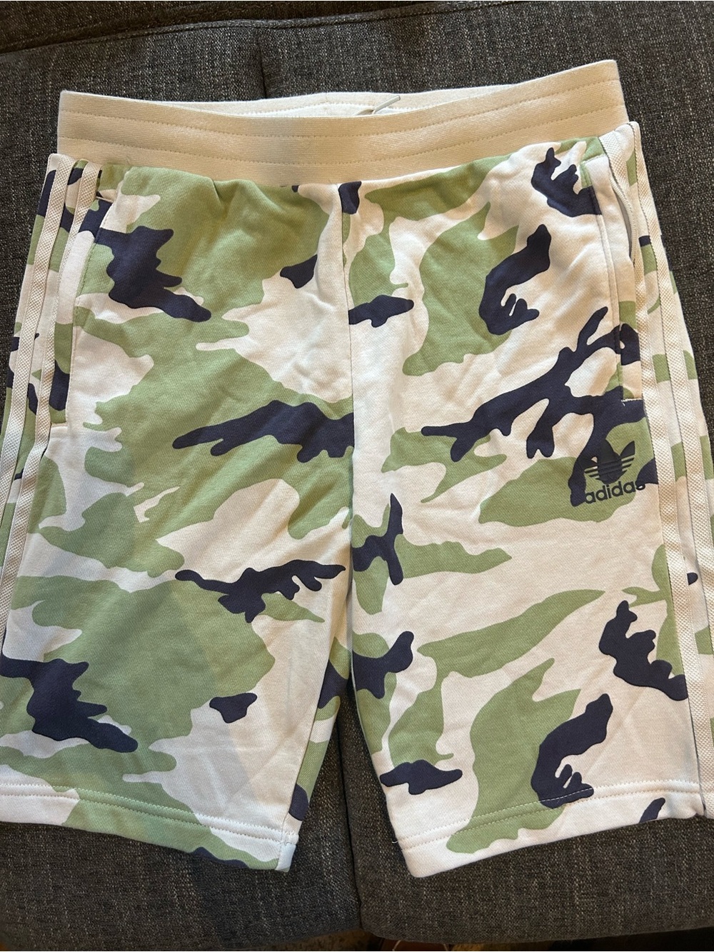 adidas youth Camo Athletic Shorts - Green & White